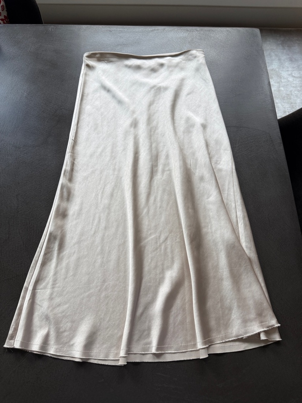 Elegant Cream Bias-Cut Midi Skirt